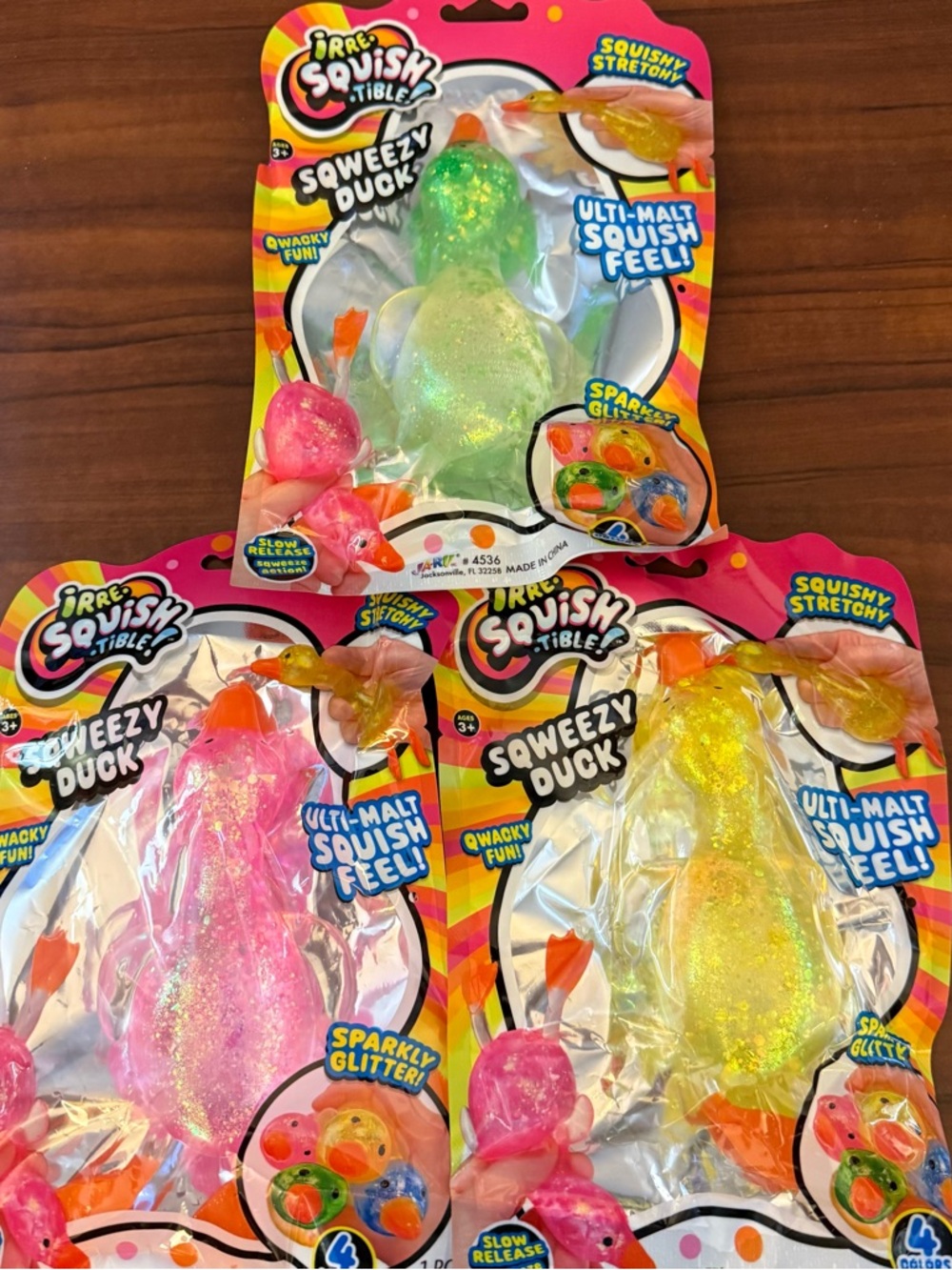 Squeezy Duck Squishy Toy with Glitter Bundle